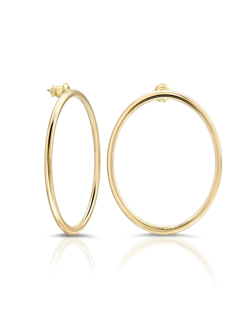 Front of a size one-size-fits-all Large Mia Earrings Gold in Gold by Eklexic. | dia_product_style_image_id:285639